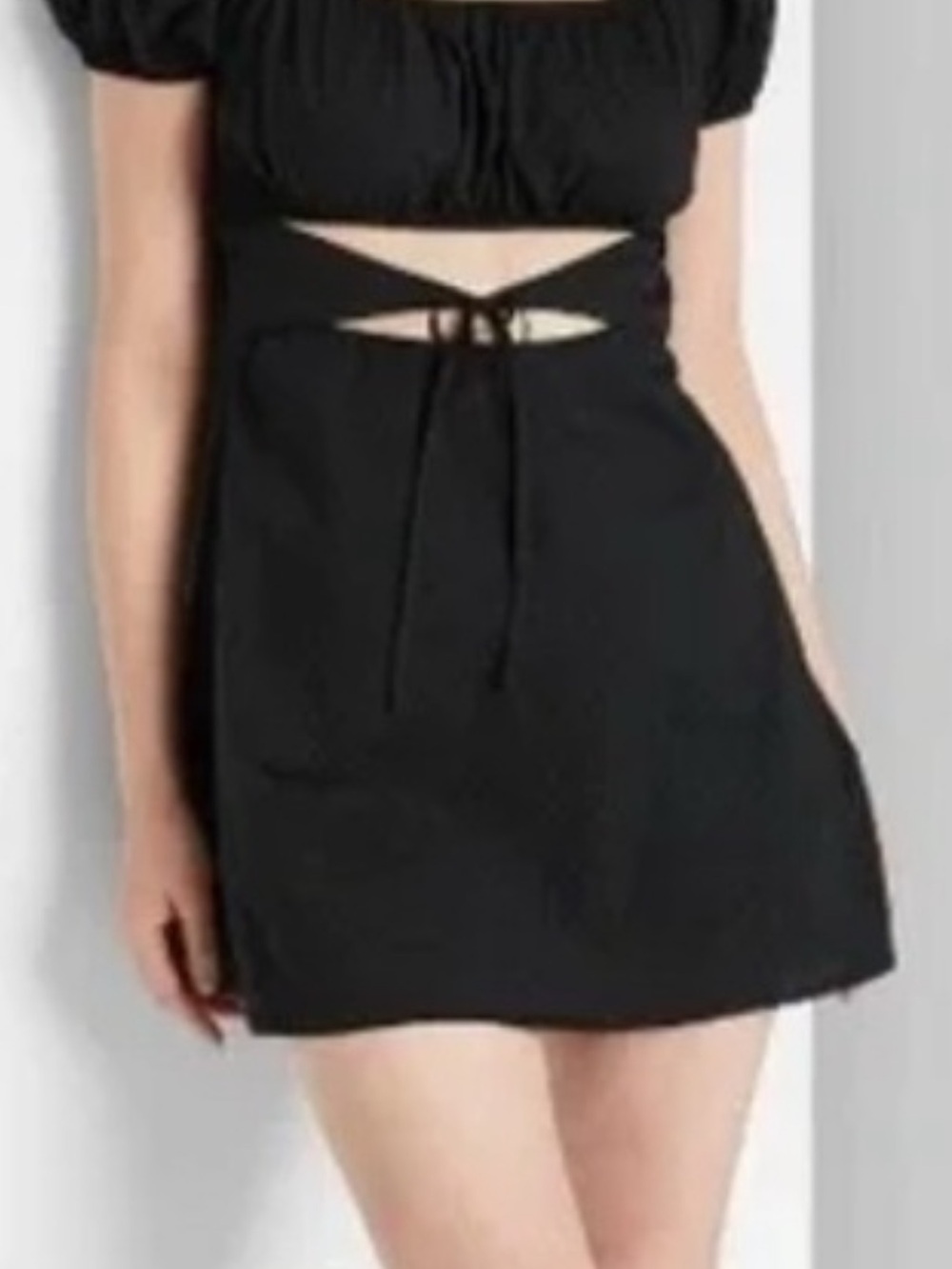 Black Cutout Mini Dress with Tie Waist